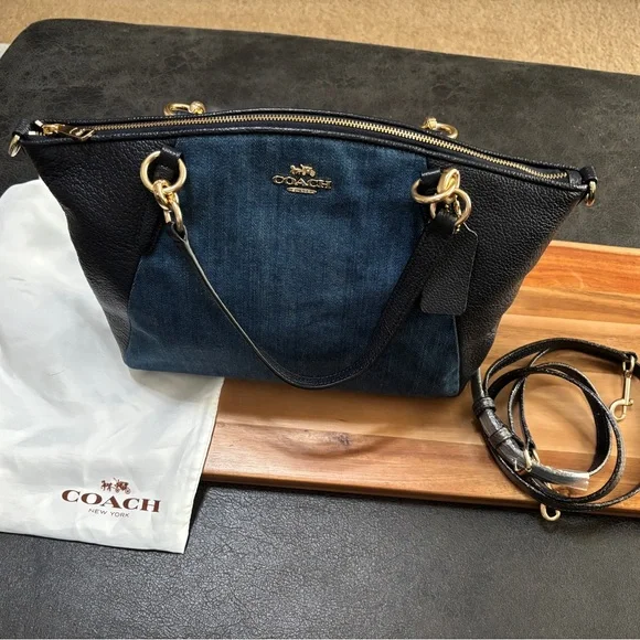 NEW WITHOUT TAGS! Coach Black and Denim Blue Bag with crossover option. - Picture 9 of 12